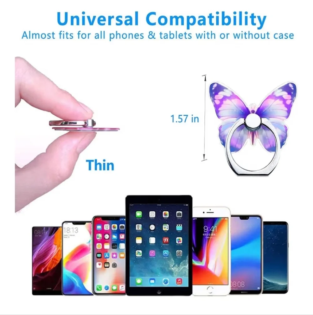 Cellphone Butterfly Ring Holder Rotates 360 Degrees, Cellphone Stand‎ Phone Grip